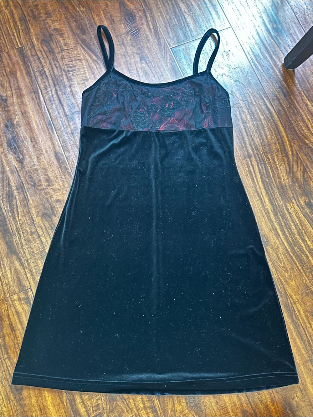Vintage BONKERS Black Velvet Slip Dress with Lace S Vampire Goth Hot Topiccore